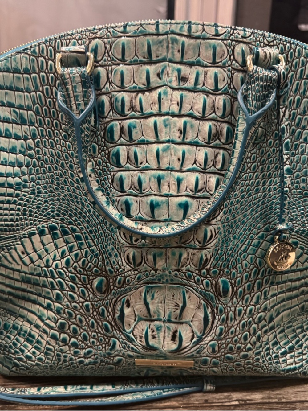 Brahmin large Duxbury in Mineral Blue Melbourne with matching credit card wallet